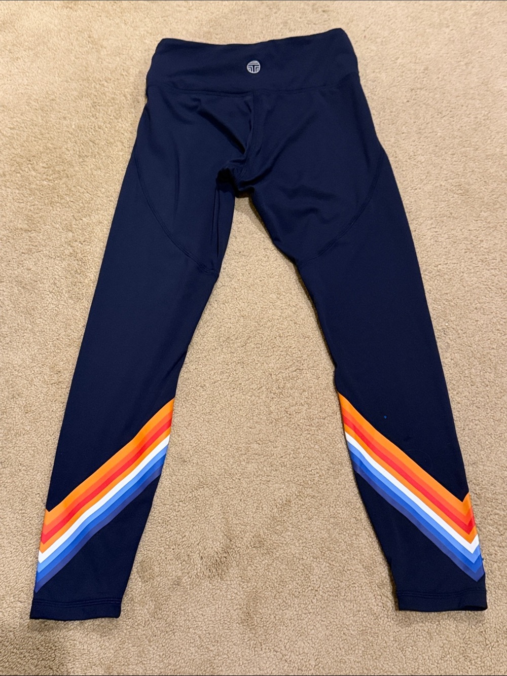 Tory Sport Navy Joggers with Retro Rainbow Chevron - Picture 2 of 7